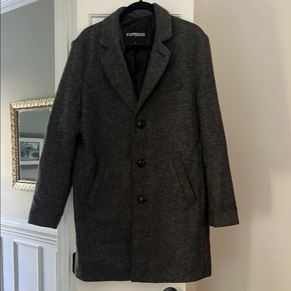 Express Gray Trench Coat with Tailored Silhouette